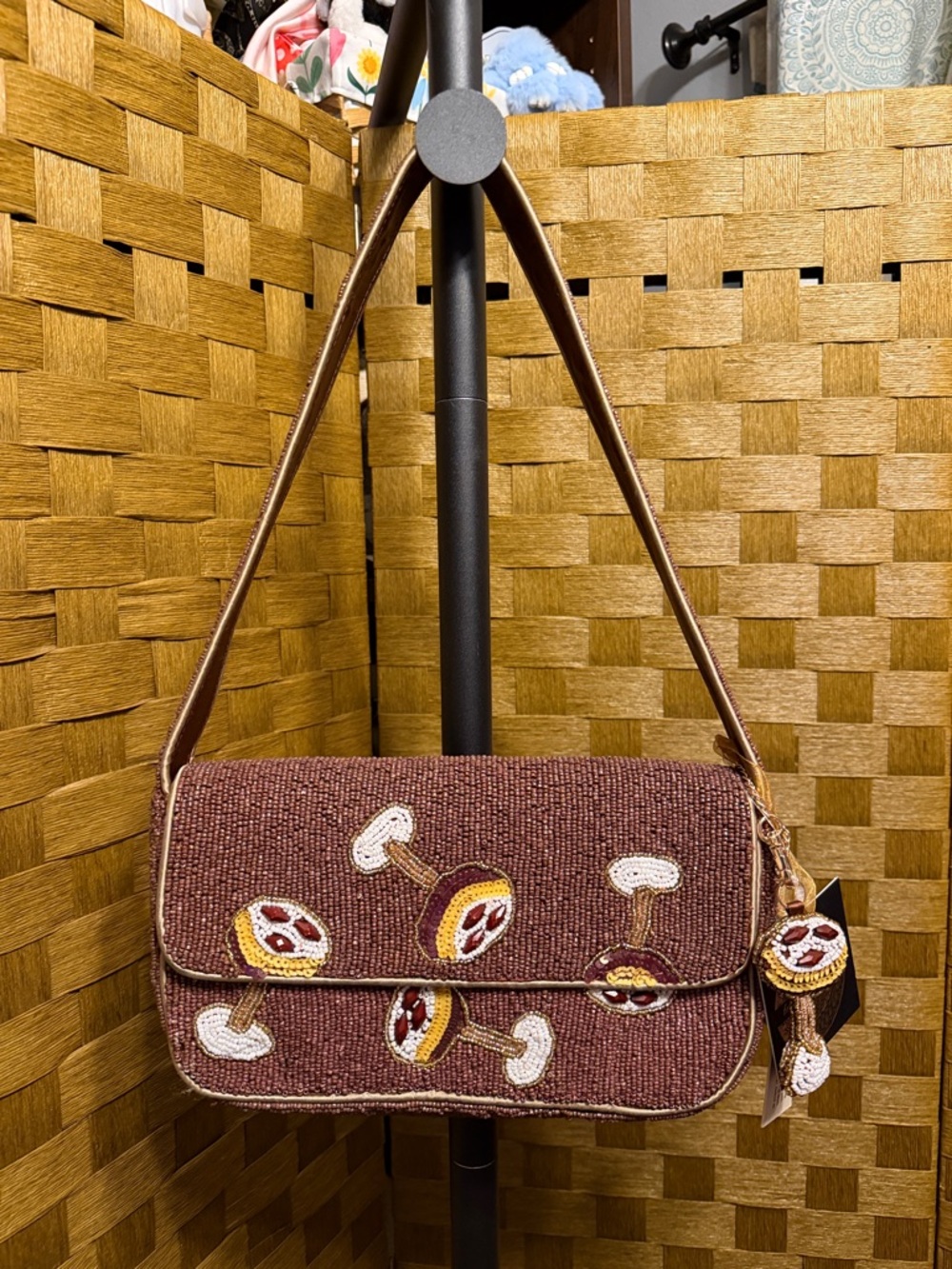 Espresso Martini Brown Beaded Shoulder Bag